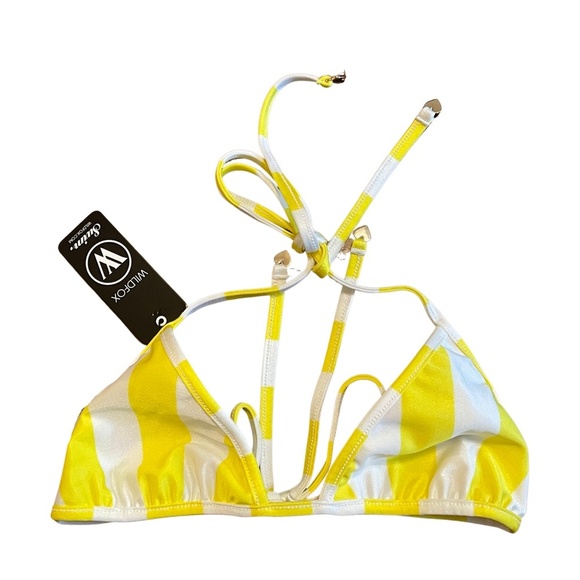 NWT Wildfox Pop Art Print / Striped Reversible Triangle String Bikini Top Sz. XS - Picture 2 of 2
